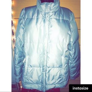 Woman’s medium light blue classic GAP puffer jacket